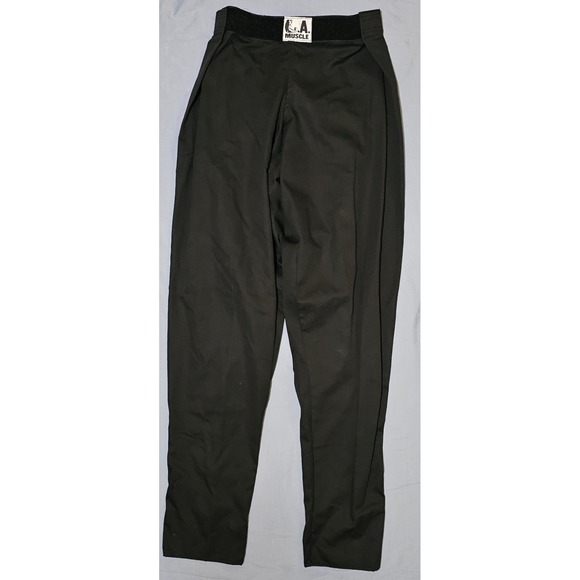 Vtg L.A. Muscle Gym‎ Baggy Hammer Cotton Pants Adjustable Waist Black Gym